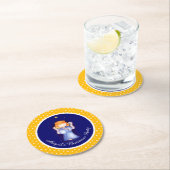 Mädchenengel personalisierte runder pappuntersetzer (Vor Ort)