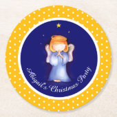 Mädchenengel personalisierte runder pappuntersetzer (Vorderseite)