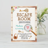 Mädchenentweichen-Raum-Party Einladung (Stehend Vorderseite)