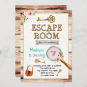 Mädchenentweichen-Raum-Party Einladung (Vorne/Hinten)