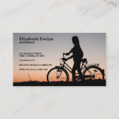 Mädchenfahrrad-Sonnenuntergang Visitenkarte (Rückseite)
