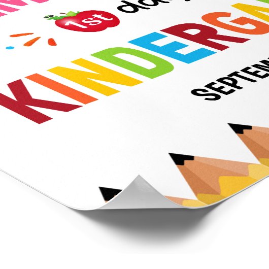 Mädchenfarbenfroher erster Schultag Poster (Ecke)