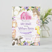 Mädchenfarm Kinderdusche Einladung (Stehend Vorderseite)