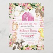 Mädchenfarm Kinderdusche Einladung (Vorne/Hinten)