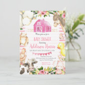 Mädchenfarm Kinderdusche Einladung (Stehend Vorderseite)