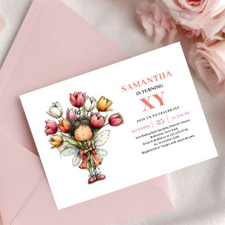 Mädchenfee 8. Geburtstag Verspielte rosa Einladung