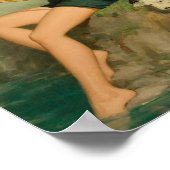 Mädchenfischerei mit Hund-Button Poster (Ecke)