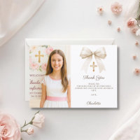 Mädchenfoto Creme-Schleife Konfirmation
