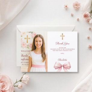 Mädchenfoto rosa Schleife Bestätigung Dankeskarte