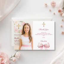 Mädchenfoto rosa Schleife Erste heilige Kommunion