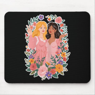 Mädchenfreundschaft blüht Schwesterlichkeit zusamm Mousepad