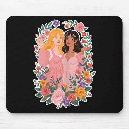 Mädchenfreundschaft blüht Schwesterlichkeit zusamm Mousepad (Vorne)