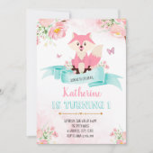 Mädchenfuchs Einladung zum Geburtstag (Vorderseite)