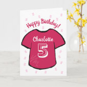 Mädchenfußball/Fußball-Shirt zum 5. Geburtstag Karte (Gelbe Blume)