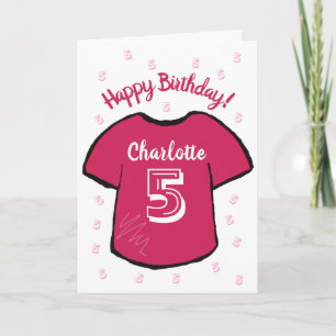 Mädchenfußball/Fußball-Shirt zum 5. Geburtstag Karte