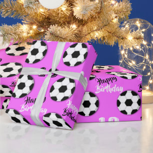 Mädchenfußball JEDES ALTER Rosa Geburtstag   Spo Geschenkpapier