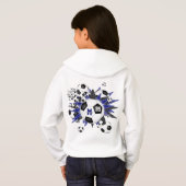 Mädchenfußball mit blauen schwarzen Sternen Hoodie (Schwarz voll)