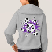 Mädchenfußball mit lila weißen Sternen Hoodie (Rückseite)