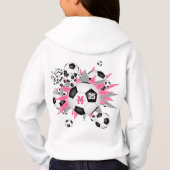 Mädchenfußball mit rosa grauen Sternen Hoodie (Rückseite)