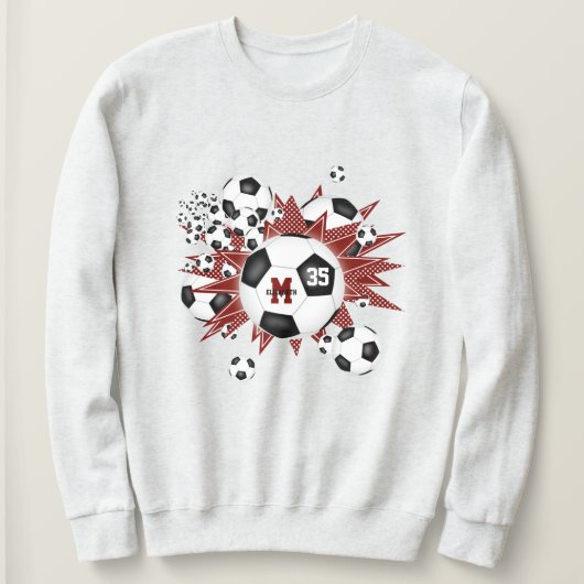 Mädchenfußball mit weißen Sternen Sweatshirt (Design vorne)