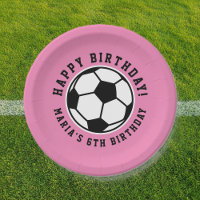 Mädchenfußball-Sport Geburtstags-Brauch Pink Pap