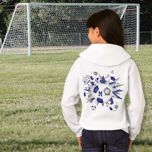 Mädchenfußballstars blau personalisiert hoodie