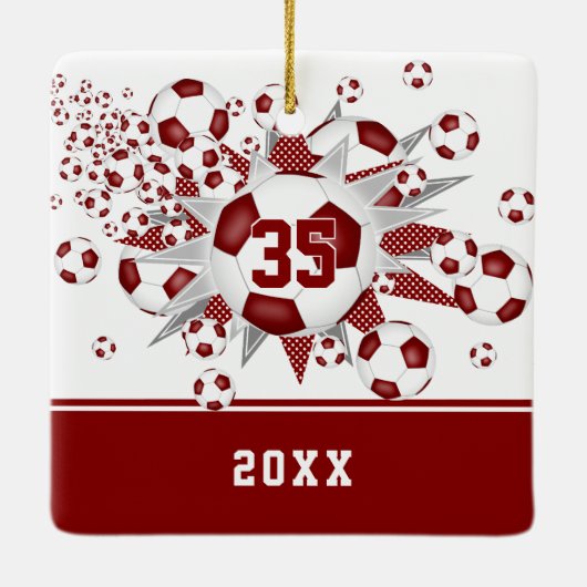 Mädchenfußballstars personalisiert keramikornament (Rückseite)