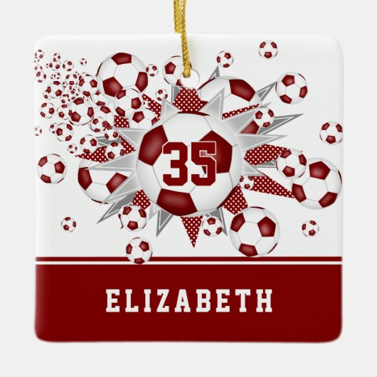 Mädchenfußballstars personalisiert keramikornament (Vorderseite)