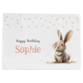Mädchengeburt Niedlicher Hase Große Geschenktüte (Rückseite)