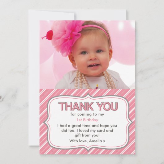 Mädchengeburtstag danken Ihnen zu kardieren Einladung (Vorderseite)