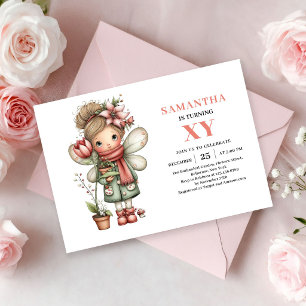Mädchengeburtstag Fantasievolle Florale Rosa Einla Einladung