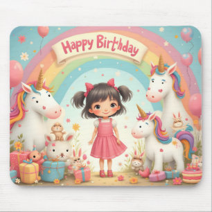 Mädchengeburtstag mit Einhörnern und Regenbogen Mousepad