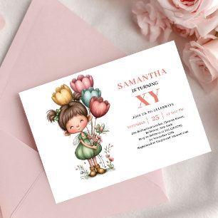 Mädchengeburtstag Süße Fantasie Rosa Einladung
