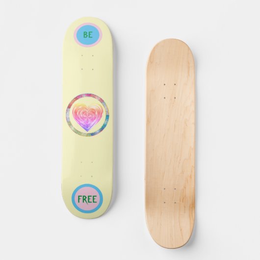 Mädchengelbe Skateboard "Be Free" (Vorderseite)