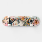 Mädchengesicht mit Monarchen-Schmetterlingen in Pa Skateboard (Horizontal)