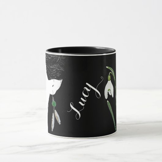 Mädchengesichtsname Lucy personalisierbare Blumenm Tasse (Zentrum)