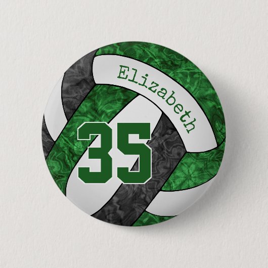 Mädchengrün, schwarze Volleyballmannschaft Button (Vorderseite)