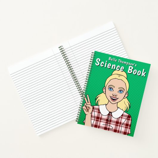 Mädchengrüner Cartoon Namensschule Notizblock (Innenseite)