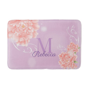 mädchenhaft Chic floral lila rosa Pfingstrose Mono Badematte