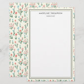Mädchenhaft chic Pastell-Rosa Blau Blumen Muster Briefpapier (Vorne/Hinten)