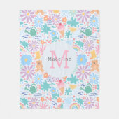 Mädchenhaft cooler Sommer-Splash-Blumen-Regenbogen Fleecedecke (Vorderseite)