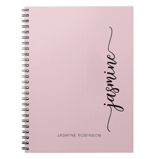 Mädchenhaft errötendes Rosa modernes Schriftmonogr Notizblock (Vorderseite)