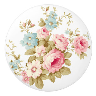 Mädchenhaft feminine rosa Vintage-Rosen Keramikknauf