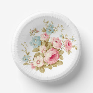 Mädchenhaft feminine rosa Vintage-Rosen Pappteller