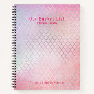 Mädchenhaft Glamour BUCKET LIST Rosa Glitter Eigen Notizblock