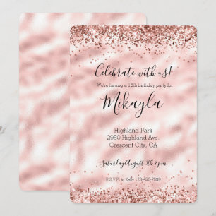 Mädchenhaft Glamourös Pink Glitter Funkeln Konfett Einladung