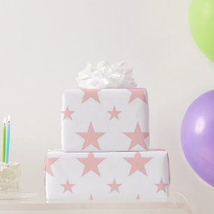 Mädchenhaft himmlisches pastellrosa Sterne Muster Geschenkpapier