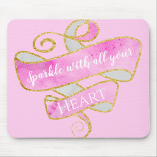 Mädchenhaft hübscher Blush-Pink-Gold-Glitter-Spark Mousepad