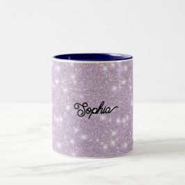 Mädchenhaft Lavendel Glitter Funkeln Geburtstag Zweifarbige Tasse