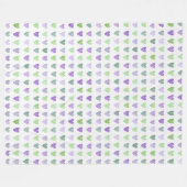 Mädchenhaft Lila Grüne Herzen Fleecedecke (Vorderseite (Horizontal))